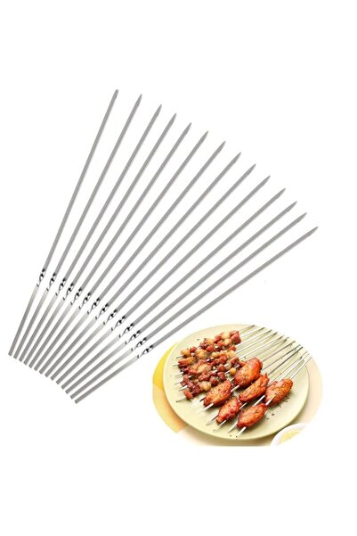 Generic U-HOOME Barbecue Skewers Stainless Steel 16'' Flat Metal Grilling Ske...