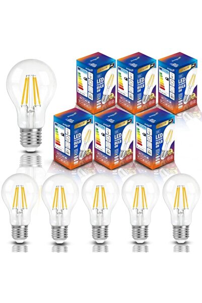 Generic 6W LED Filament Bulb, 3000K Warm White, E27 Base, 600 Lumens, Clear G...
