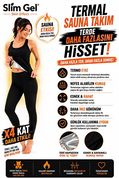 SLİM GEL Sauna Sweat Suit Athlete and Leggings Set Sports Outfit - Thermal Su...