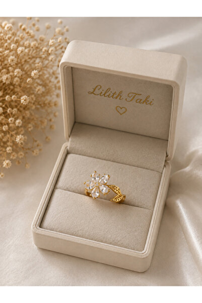 Lilith Takı ✨   Stress Ring with Flower and Leaf Detail – Stylish Design with...