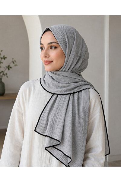 mim eşarp Piped Muslin Solid Color Shawl 90X190Cm