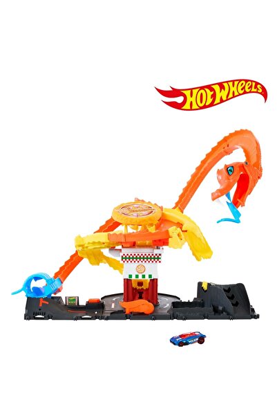 mattel Set de joacă Hot Wheels Pista Șarpe cu mașină - Design portocaliu și a...