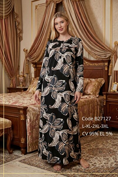 big mama Primum Cotton Plus Size Printed Rink Viscose Mother Nightgown - Rela...