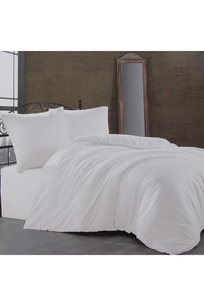 OEM Satin Cotton Duvet Cover Set , Caressa, 2 persons, white, set of 4 pieces
