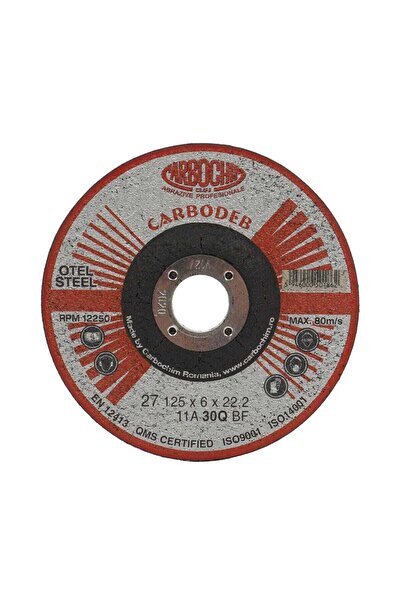 OEM Steel polishing disc, Carbochim 11ABACH27E, 125 x 22.2 x 6 mm