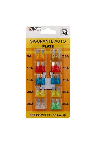 OEM Автомобилни предпазители, VivAuto, плоски, 12 V, комплект от 10 броя