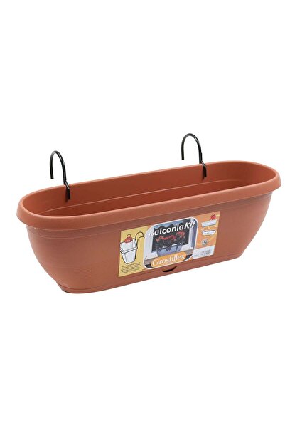 OEM Jardiniera din plastic + kit Balconia, cu suport, pentru balustrada, inte...