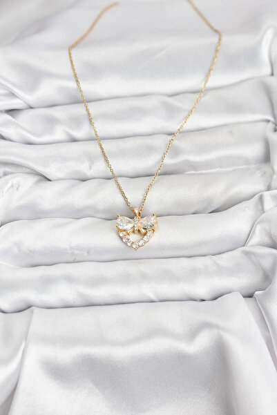 online kapsulavm avm alışveriş 316L Steel Chain Gold Color Heart and Bow Mode...