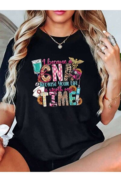29CUN تي شيرت نسائي كبير الحجم، فضفاض، بطباعة بسيطة، بتصميم رسومي مضحك للتمري...