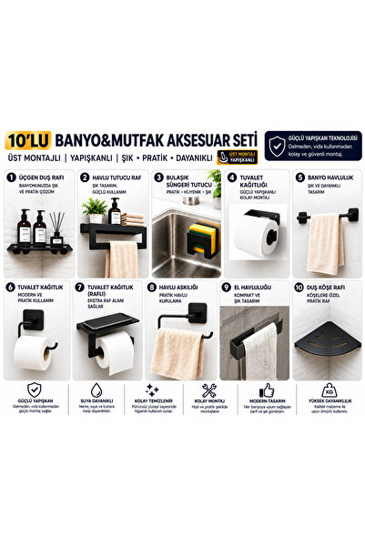 Lilasso Home 10-Piece Bathroom & Kitchen Accessory Set