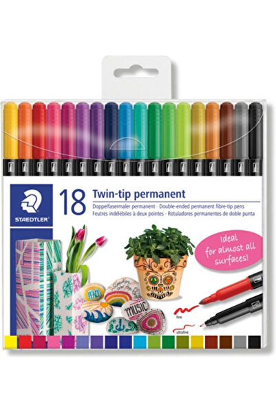 Staedtler Μαρκαδόροι διπλής μύτης 2mm Πολύχρωμοι 18 τεμάχια