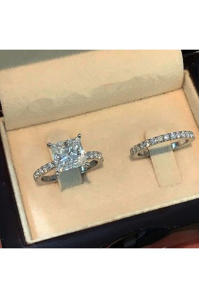 Choice16 6 DJ037 Huitan Hot Sale Simple Elegant Round/Square CZ Rings for Wom...