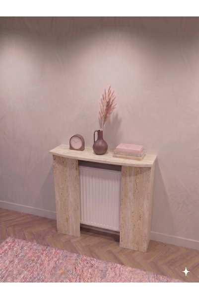 wudie Traverten Dekoratif Petek Kaplama Dresuar 136 cm - Isı Geçirgenli Modern Kalorifer Radyatör Kapama Paneli Çok Amaçlı Petek Gizleme Rafı