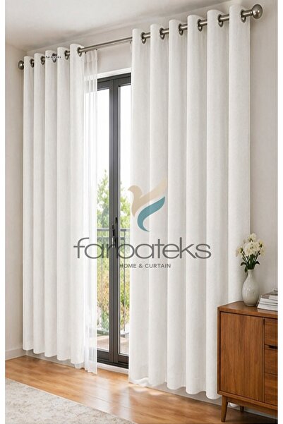 farbateks Λευκή Βελούδινη Ρουστίκ Βελούδινη Υφασμάτινη Κουρτίνα