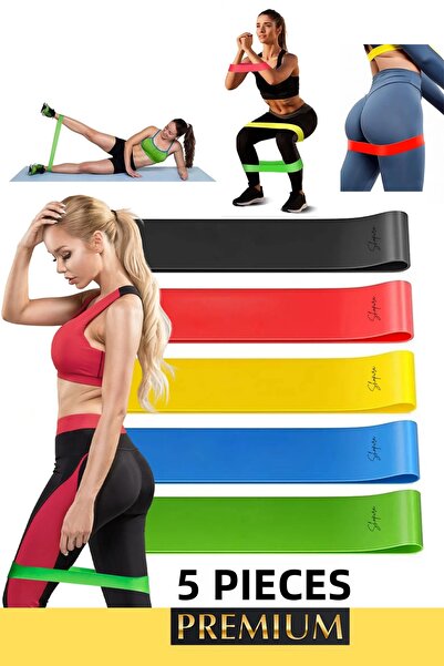 Shopura 5 Pieces Pilates Band Plates Exercise Resistance Rubber Set