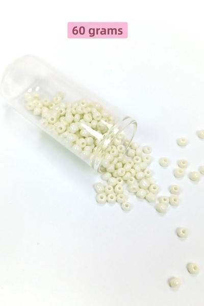 Generic Brand Bulk Glass Sand Beads Large Size (6/0) 4 mm - 60 Grams - Cream ...