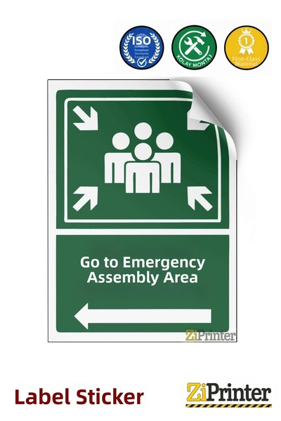 ZiPrinter Emergency Evacuation Area Sign Warning Sign Sticker 35X50 cm