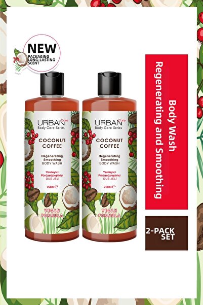 Urban Care جل الاستحمام المجدد والمنعم بخلاصة جوز الهند والقهوة، مجموعة من قط...