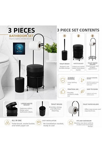 MAViHOME Set de accesorii de baie de lux premium, 3 piese, design modern