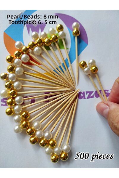 tm tasarı mağazası 500 قطعة من أعواد تنظيف الأسنان المزخرفة باللون الذهبي الك...
