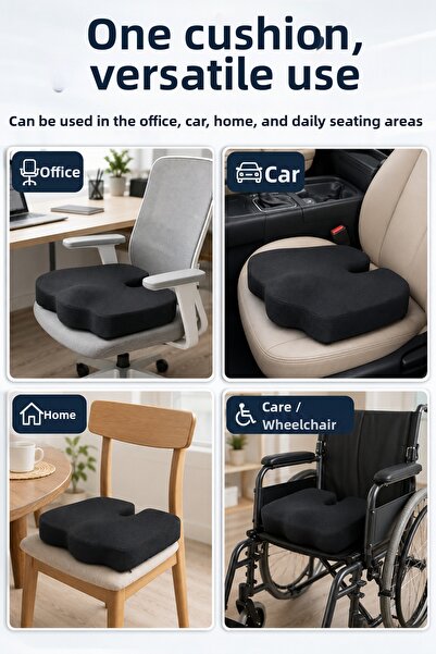 EpiRelax Visco Seat Cushion with Lumbar Hip Coccyx Support Home Office Vehicl...