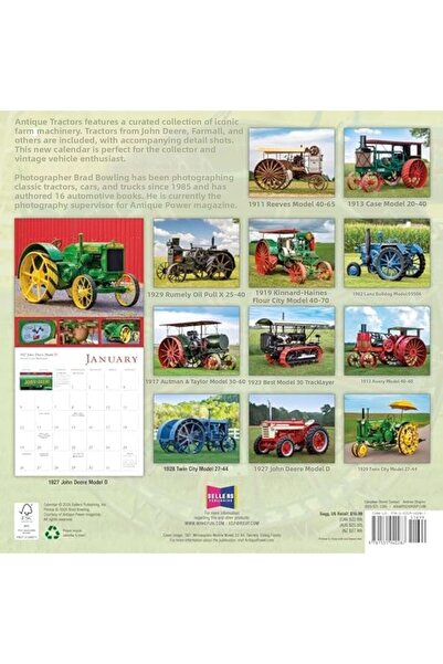 Yıldızan Calendar de perete TAMGÜN Tractoare Antice 2025, 12 " x 12 " TAMGÜN ...