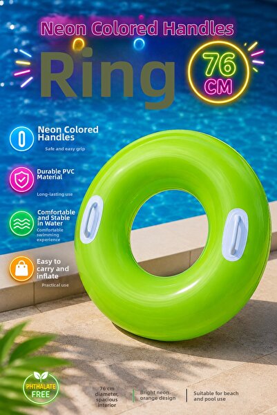 craftivio Sea and pool float with handle 76 cm neon color inflatable float
