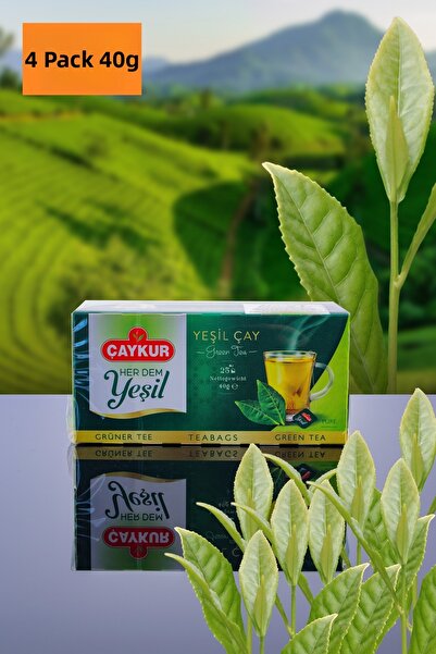 Çaykur Herdem Sade Yeşi̇lçay Cup Sachets 40 Gr X 4 Pieces in a Box of 25