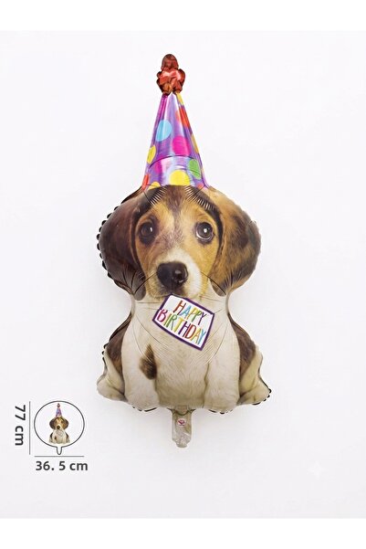 CAVAŞ sun hat Happy Birthday Foil Balloon with Dog Figure - 36.5X77 cm - Birt...