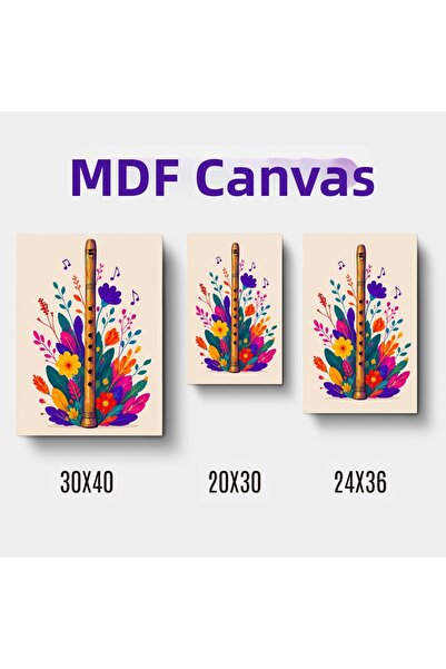 ZERYA Instrumente muzicale FLUTE Poster decorativ de perete din lemn MDF cu d...