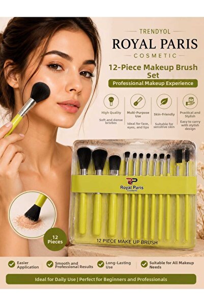 VitaMood Yaşam Set de 12 pensule de machiaj Royal Paris Cosmetic – Pensule pr...