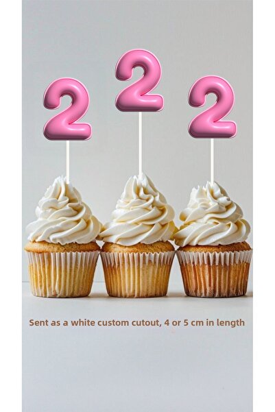 Sinek Kupası Tasarım Pink 2-Year-Old Themed Concept Toothpick Cupcake Decorat...