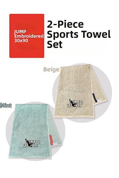 denizlicotton 2-Pack Embroidered Sports Towel Cotton, Sweat Absorbent Fitness...