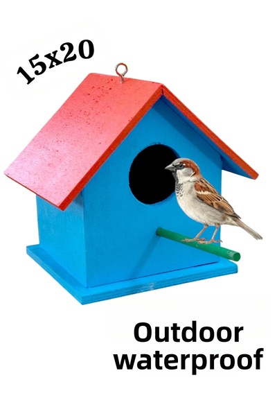 değerli hobi Wooden Bird Nest Bird House Outdoor Water Resistant 15x15x20 Cm