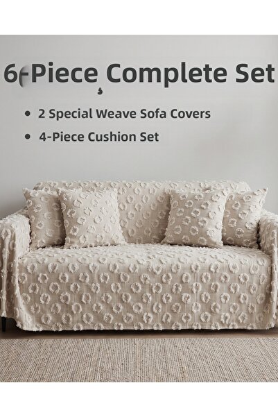ELİTE COLLECTİON 6-Piece Sofa Cover and Throw Pillow Cover Set – 2-Piece 170X...