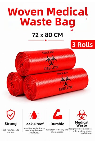 VELAR Medical Infectious Waste Garbage Bag with Drawstring, Large 72 X 80 cm ...