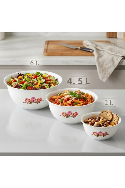 Özmet Bowl Set Premium Patterned Nestable Dough and Mixer Container Set of 3 ...