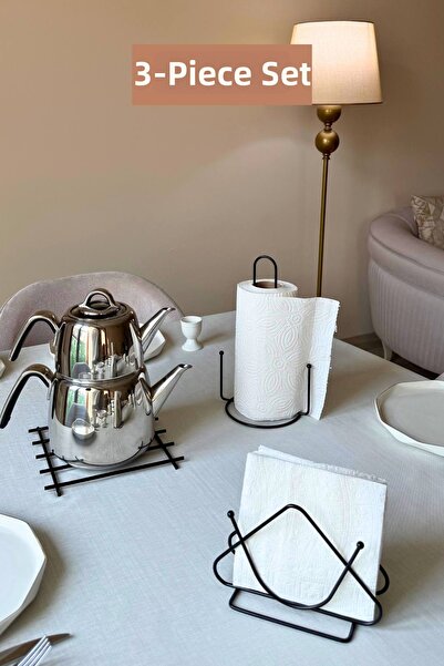 Edora Home Set of 3 Black Triangle Napkin Holders, Vertical Paper Towel Holde...