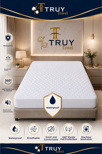 TruyTowel واقي مرتبة مبطن من القطن مقاوم للسوائل، واقي مرتبة مرن مضاد للعرق و...