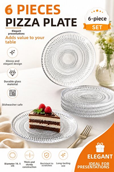Funny Life 6-Piece Glass Cake Plate Set - Luxury Cake Set (16 cm)