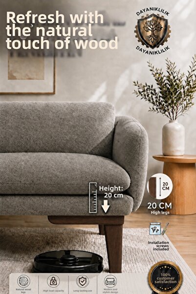 LEGORA WOOD DESIGN Picior de mobilier din lemn brut de 20 cm, nuc închis |   ...