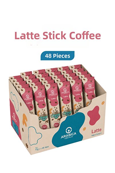 ARABICA COFFEE HOUSE قهوة لاتيه ستيك المعتمدة 17 جرام × 48 قطعة - مزيج باريستا