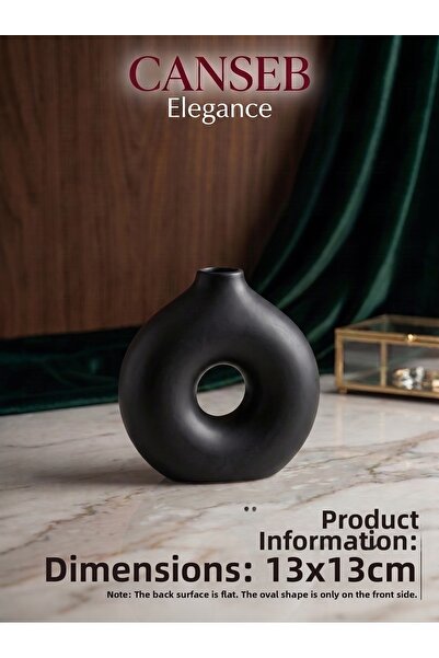 CANSEB Elegance 13X13Cm - Premium - Decorative Donut Vase - Hand-Painted Craf...