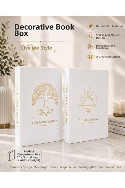 irayhomedecor مجموعة من 2 صندوق كتب زخرفي رفيع مطلي بالذهب (شجرة الحياة والشمس)