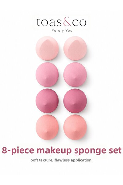 toas&co 8-Piece Makeup Sponge Set – Soft Textured Foundation, Concealer, and Contour Sponge