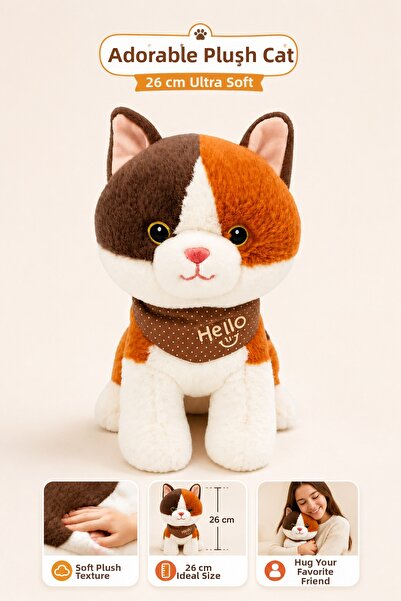 YILDIRIM OYUNCAK Cute Plush Cat 26cm – Ultra Soft Textured Cuddle Companion S...