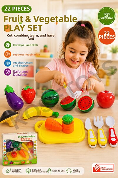 kosetoys Cuttable Fruit and Vegetable Set 22 Pieces