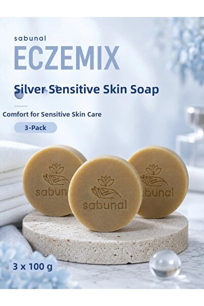 sabunal Eczemix Silver Soap 3 Pcs - Gentle and Comforting Daily Care Soap for...