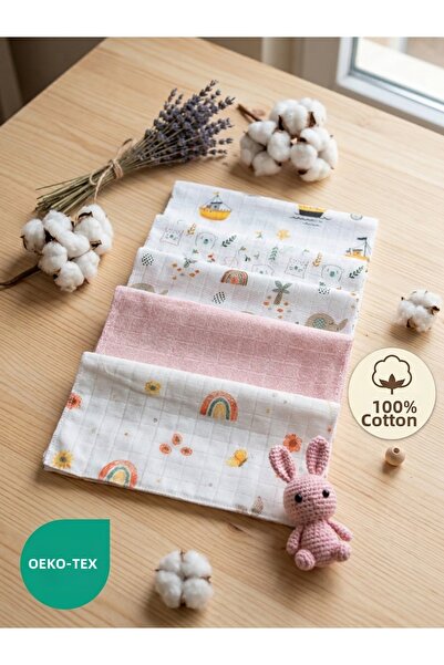 Valora Concept Baby Girl 5-Piece Muslin Mouth Wipes 100% Cotton Oeko-Tex Cert...