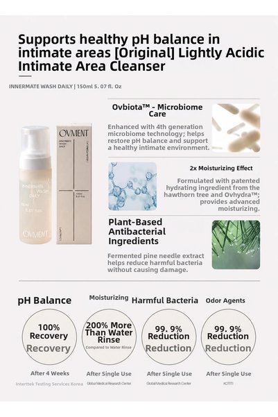 Ovment Innermate Wash Daily - Anti-Odor Intimate Cleansing Foam for Private Areas (Daily)
